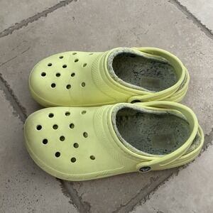 Crocs Classic Lined Clogs Lt Yellow Size M7 W9 Fuzzy Fleece Lined Slip On Shoes